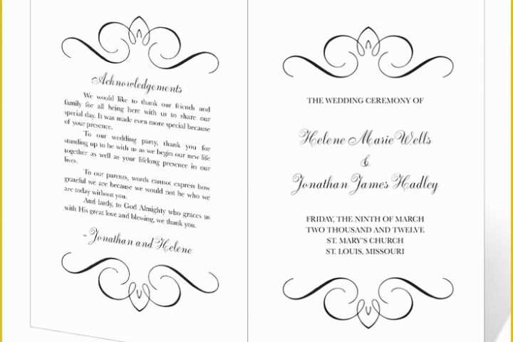 Free Printable Program Templates for Church Of Wedding Program Template Printable Instant Download