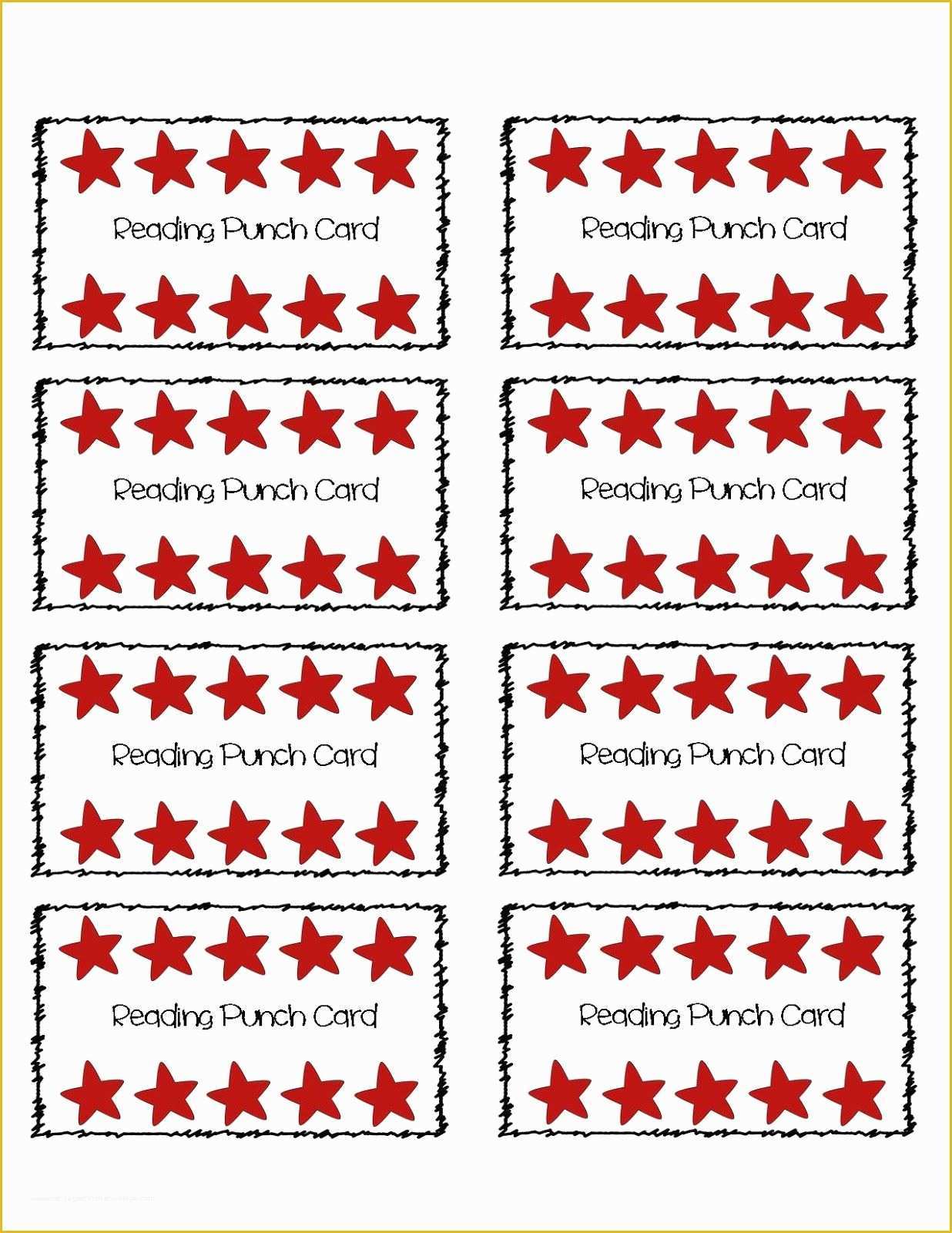 Free Printable Punch Card Templates