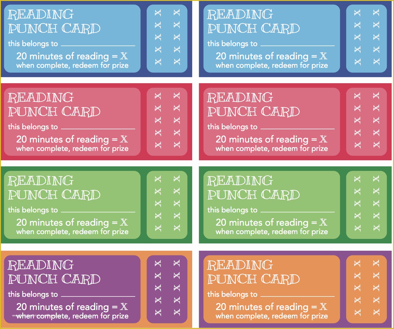 Free Printable Punch Card Template Of Reading Punch Card Printable – Satsuma Designs