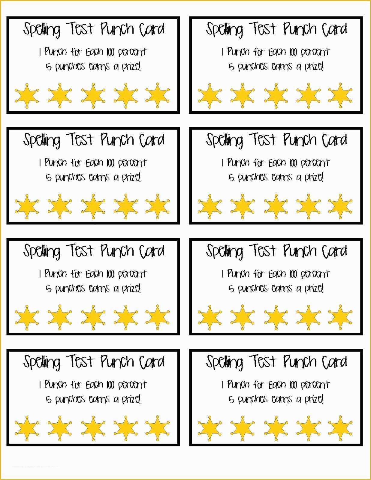 Free Printable Punch Card Template Of Spelling Test Punch Cards Part Of 