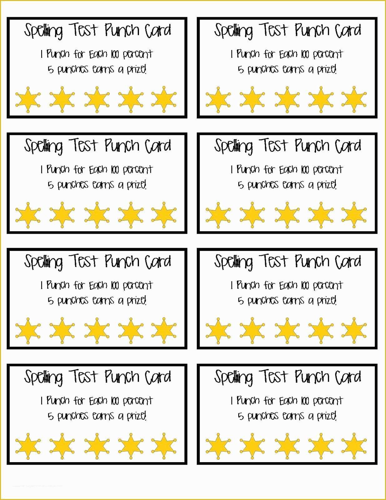 Free Printable Punch Card Template Of Spelling Test Punch Cards Part Of 