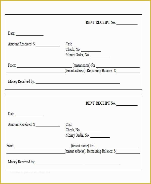 Free Printable Receipt Template Of 6 Sample Rent Payment Receipts