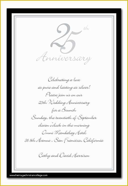 Free Printable Religious Business Card Templates Of 25th Anniversary Silver Anniversary Invitations by