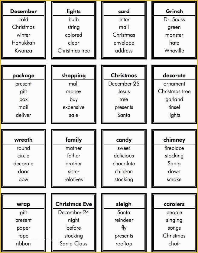 Free Printable Religious Business Card Templates Of Hearsaylw Christmas Taboo Game for Listening Language