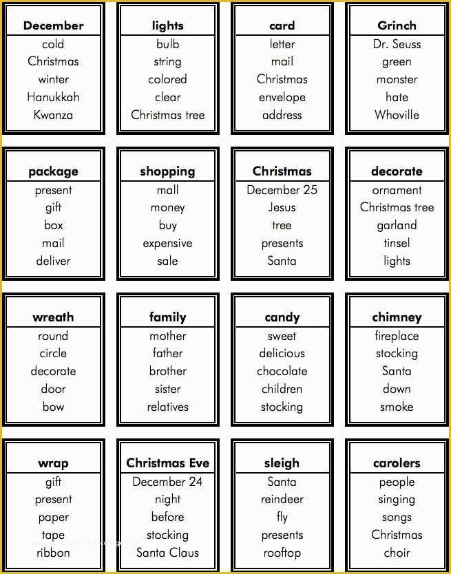 Free Printable Religious Business Card Templates Of Hearsaylw Christmas Taboo Game for Listening Language