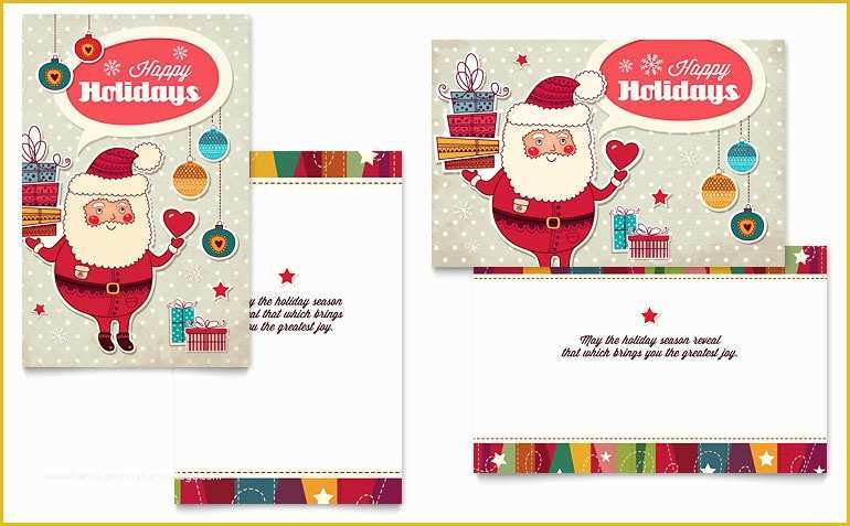 Free Printable Religious Business Card Templates Of Retro Santa Greeting Card Template Word & Publisher