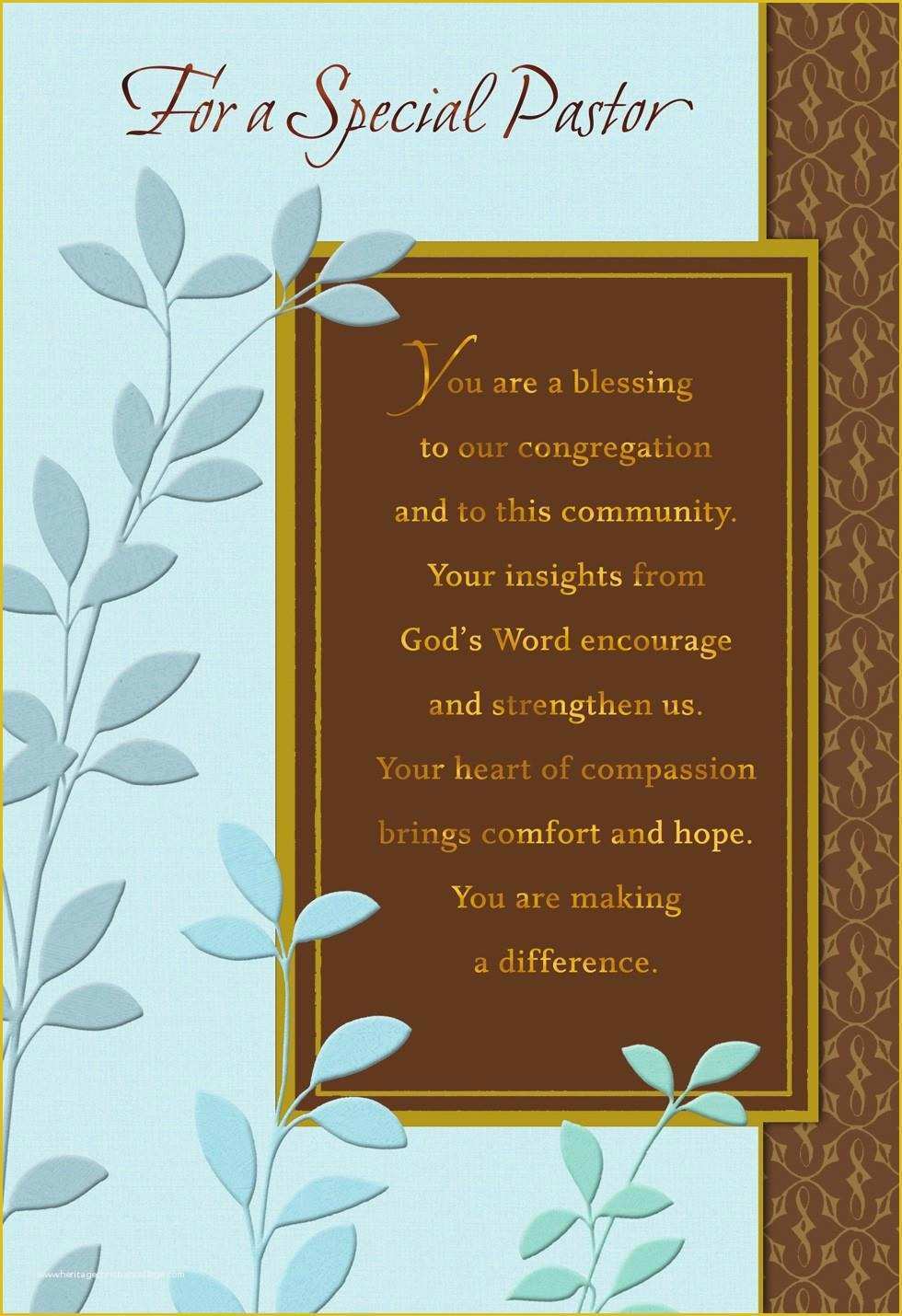 Free Printable Religious Business Card Templates Of You Re A Blessing Pastor Anniversary Card Greeting