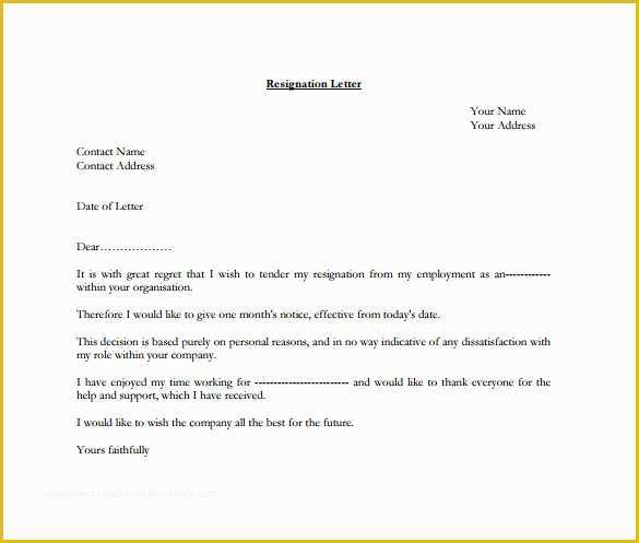 Free Printable Resignation Letter Template Of 21 Professional Resignation Letter Templates Pdf Doc