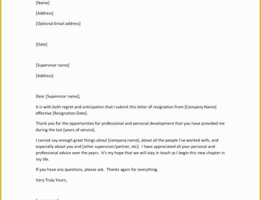 Free Printable Resignation Letter Template Of 26 Resignation Letter Templates Free Word Excel Pdf