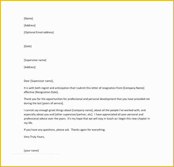 Free Printable Resignation Letter Template Of 26 Resignation Letter Templates Free Word Excel Pdf