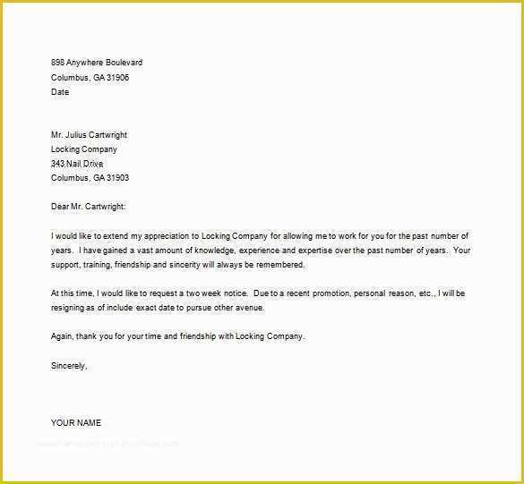 Free Printable Resignation Letter Template Of 27 Resignation Letter Templates Free Word Excel Pdf