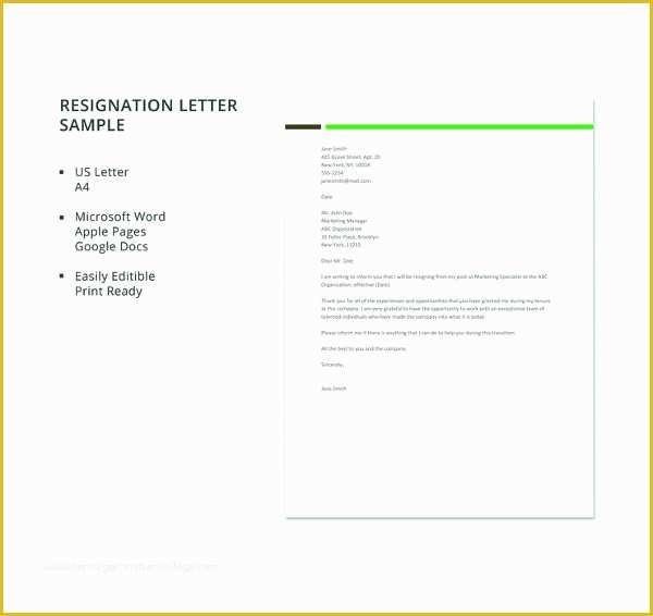 Free Printable Resignation Letter Template Of 69 Resignation Letter Template Word Pdf Ipages