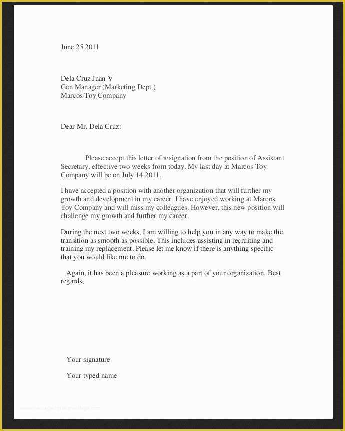 Free Printable Resignation Letter Template Of Free Printable Letter Resignation Template Example