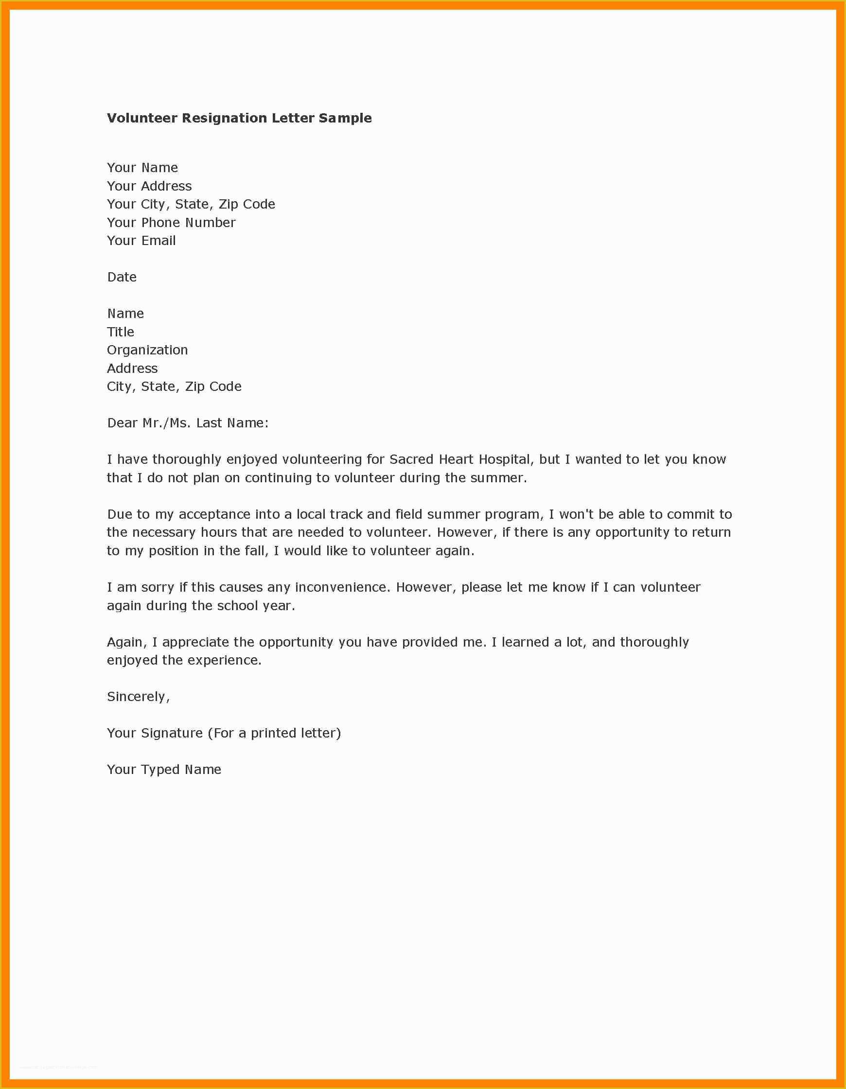 Printable Resignation Letter Template