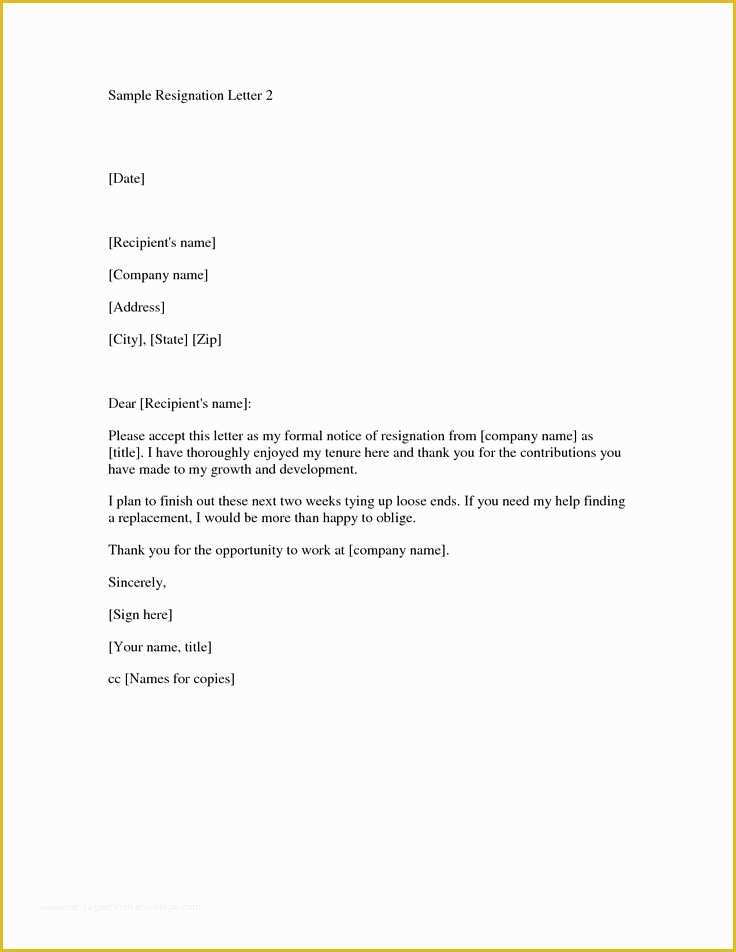 Free Printable Resignation Letter Template Of Printable Sample Letter Of Resignation form