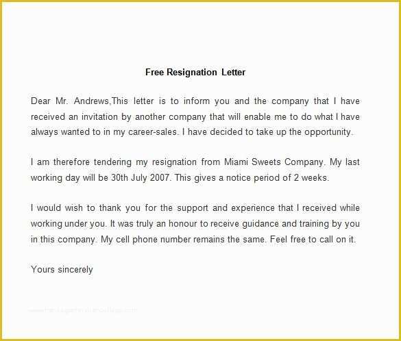 Free Printable Resignation Letter Template Of Resignation Letter Template 25 Free Word Pdf Documents