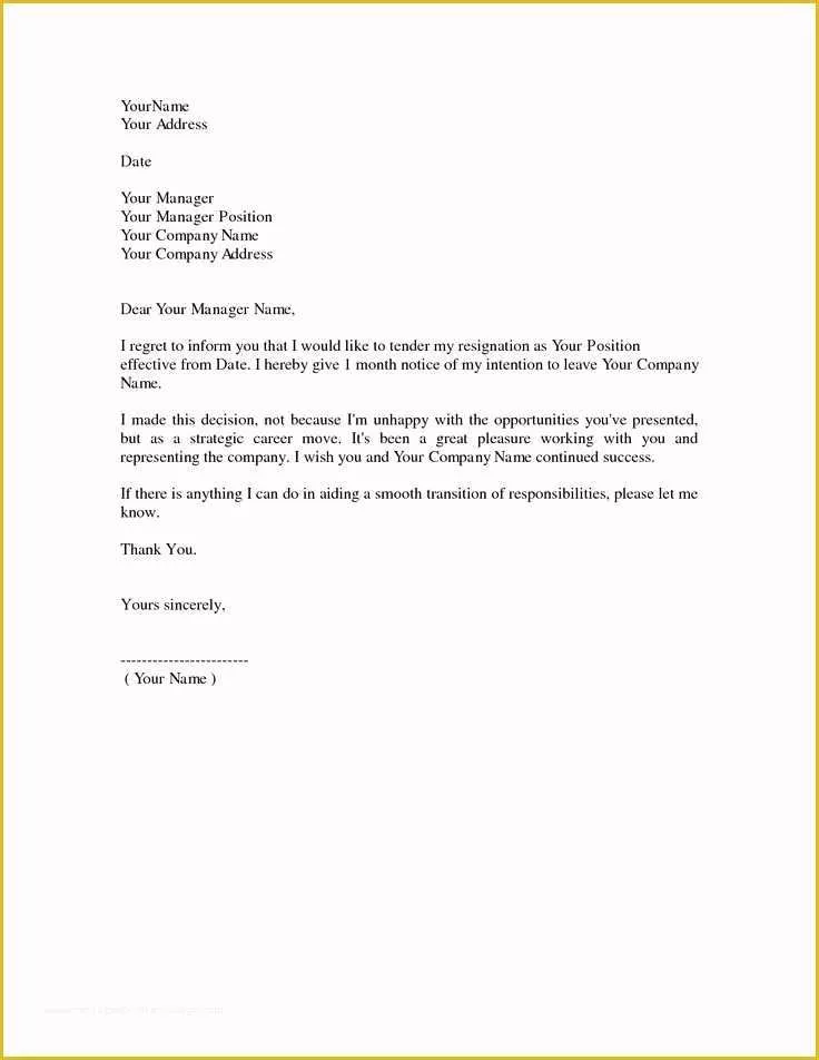 Free Printable Resignation Letter Template Of Resignation Letter Template