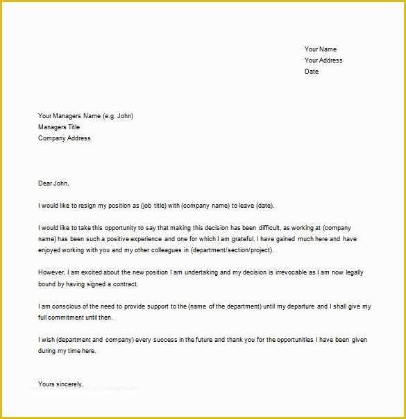 Free Printable Resignation Letter Template Of Simple Resignation Letter Template – 15 Free Word Excel