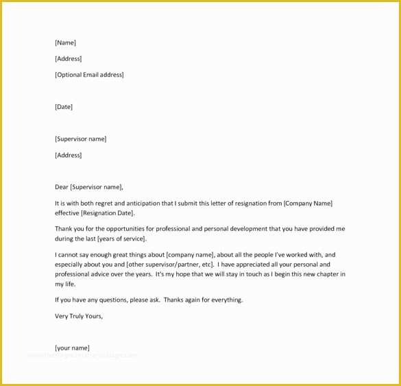 Free Printable Resignation Templates Of 26 Resignation Letter Templates Free Word Excel Pdf