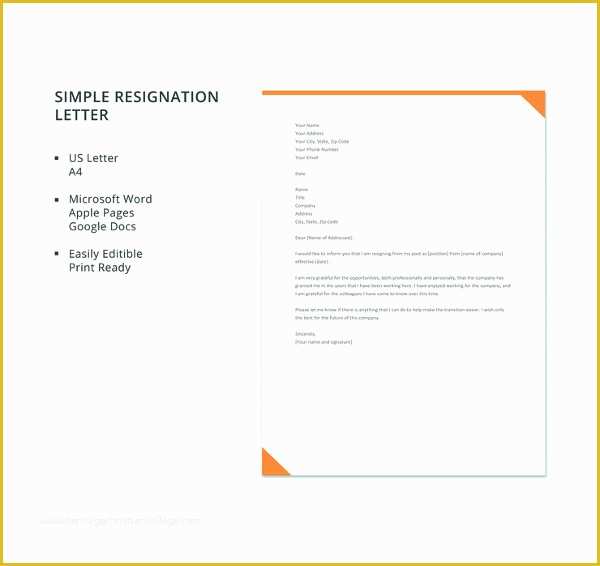 Free Printable Resignation Templates Of 29 Resignation Letter Templates In Pdf