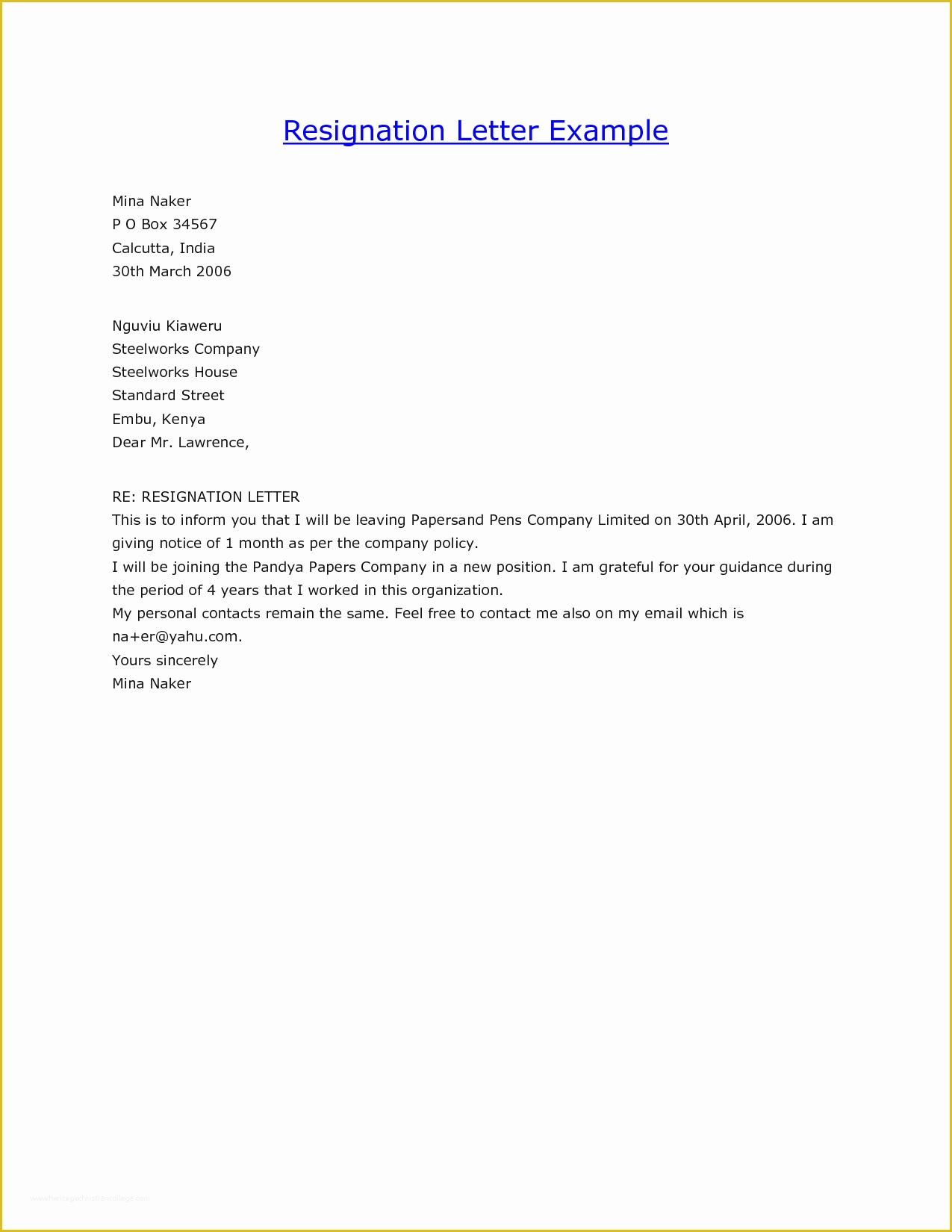 Free Printable Resignation Templates Of Examples Letters Resignation