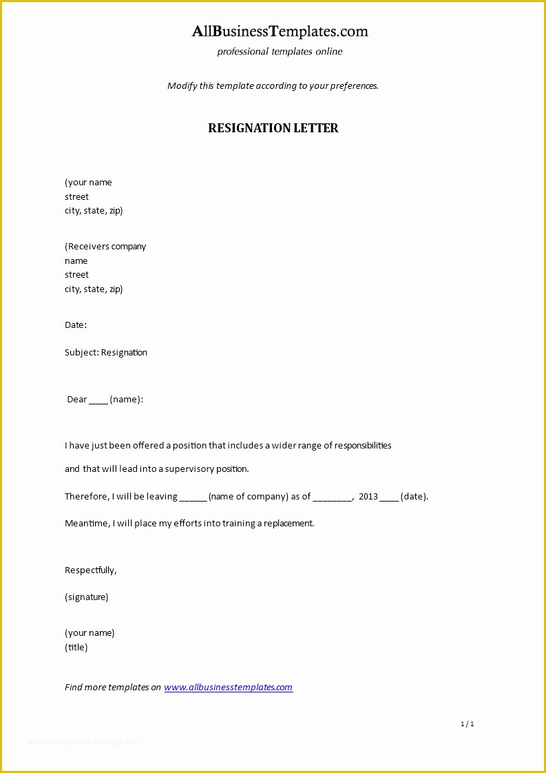 Free Printable Resignation Templates Of Free Letter Resignation Template