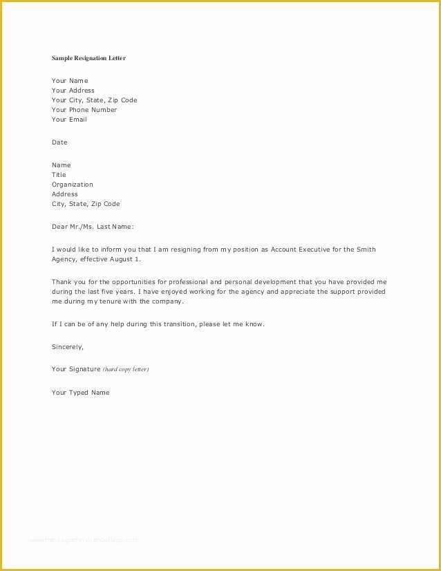 Free Printable Resignation Templates Of Free Printable Letter Of Resignation form Generic