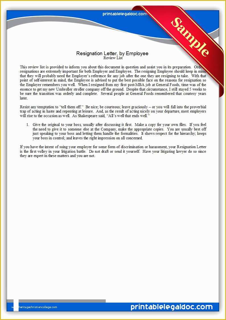 Free Printable Resignation Templates Of Free Printable Resignation Letter by Employee form Generic