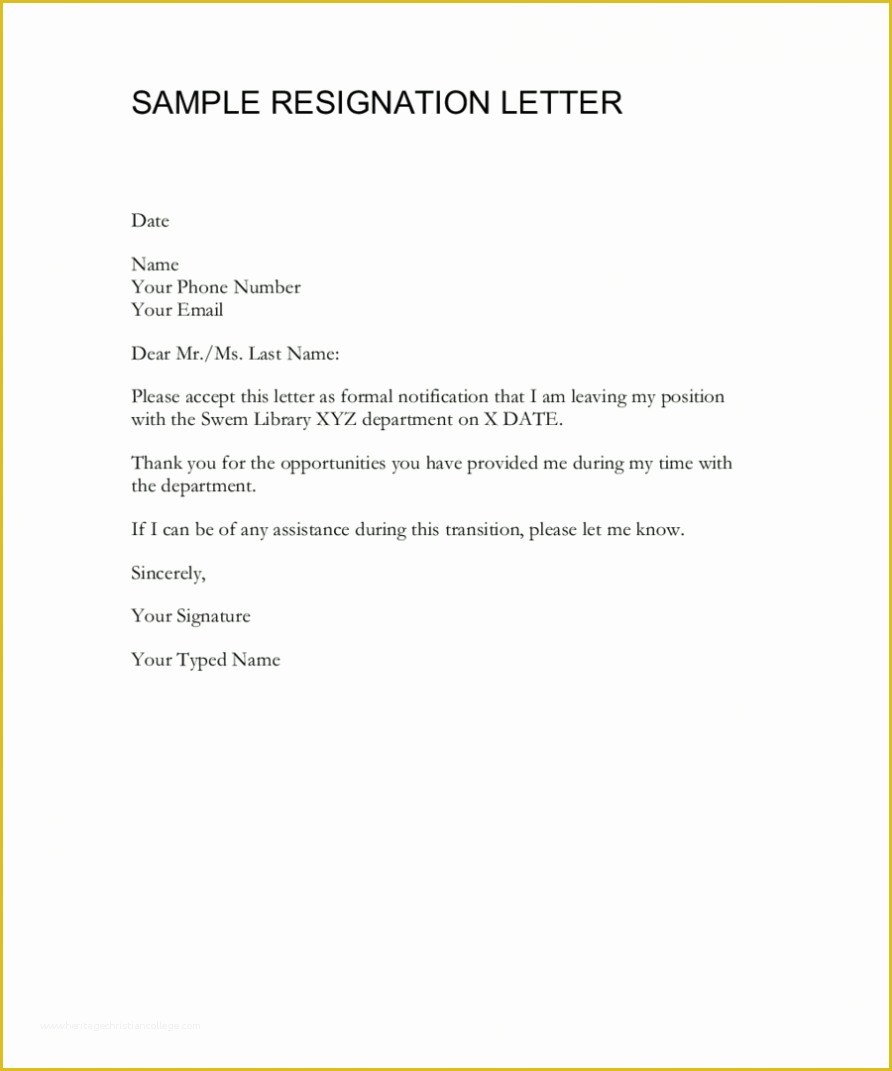 Free Printable Resignation Templates Of How to Write A Resignation Letter Template Free Word