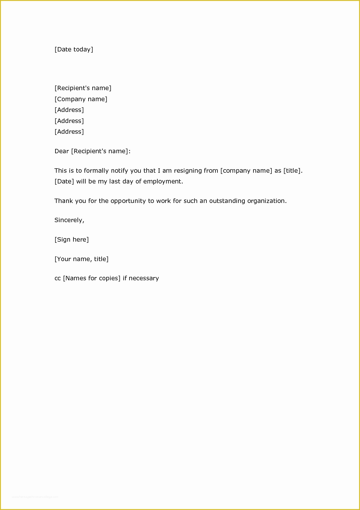 Free Printable Resignation Templates Of How to Write Easy Simple Resignation Letter Sample