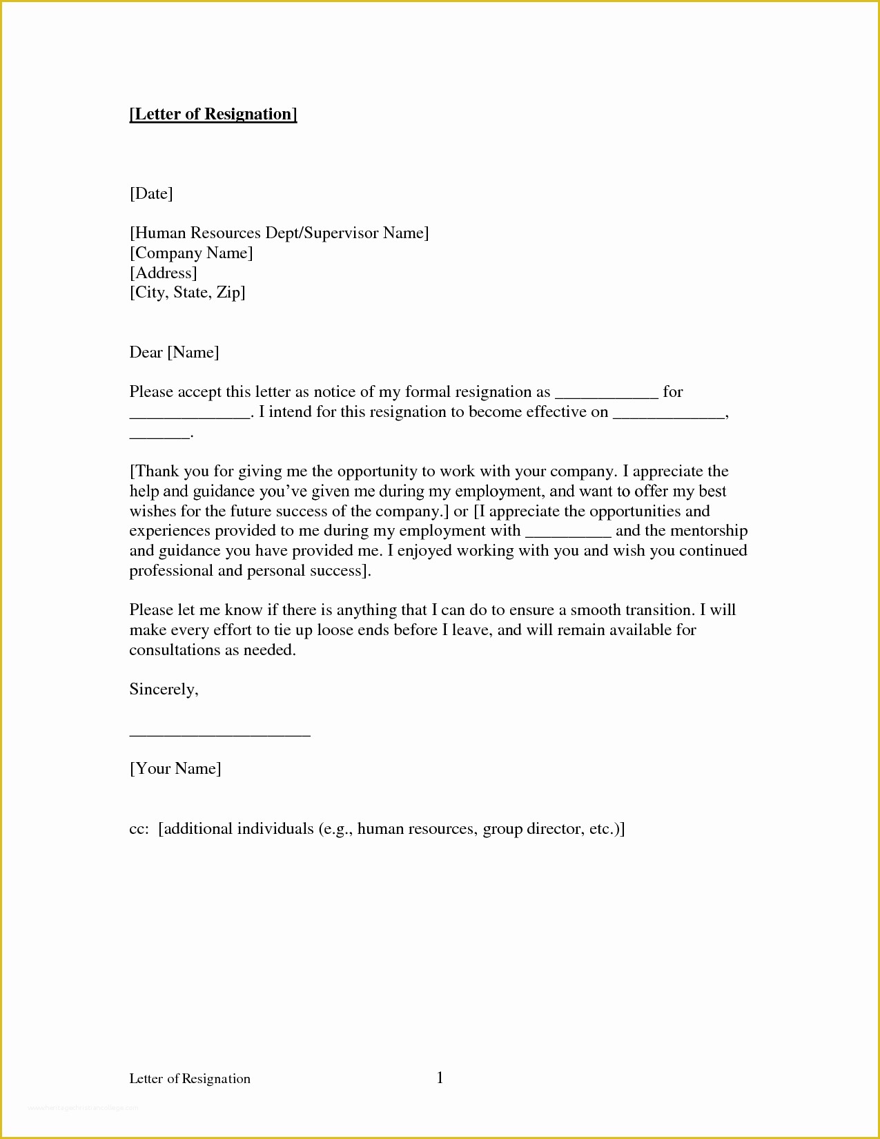 Free Printable Resignation Templates Of Letter Of Resignation Letters & Maps