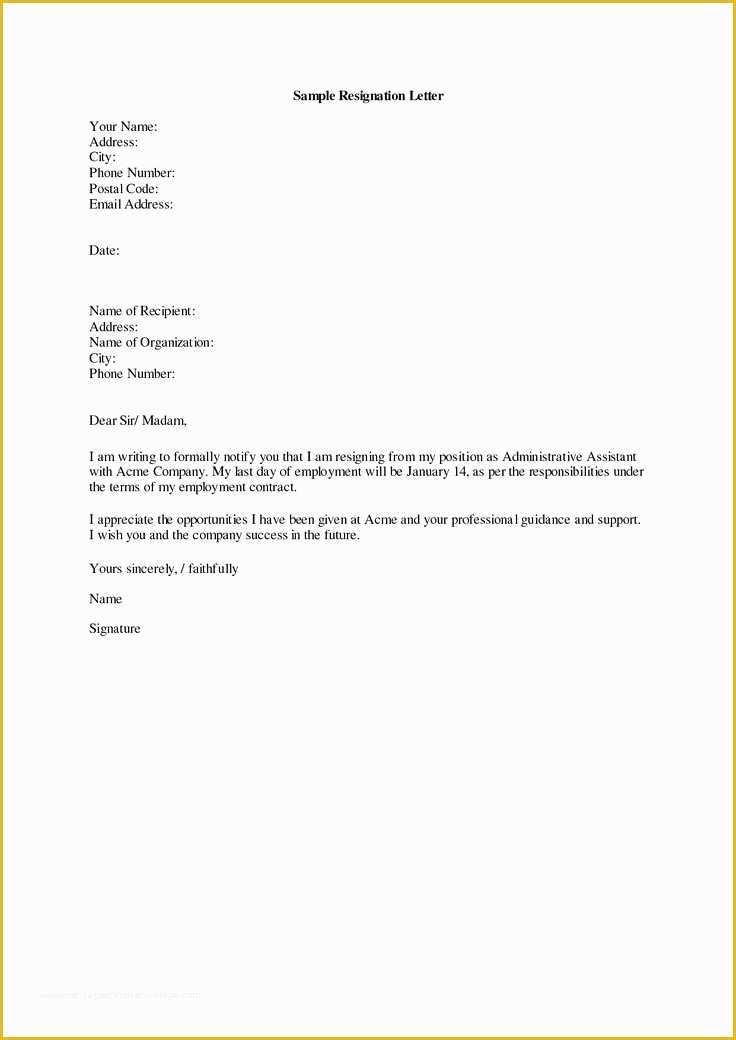 Free Printable Resignation Templates Of Resignation Letter Template Google Search