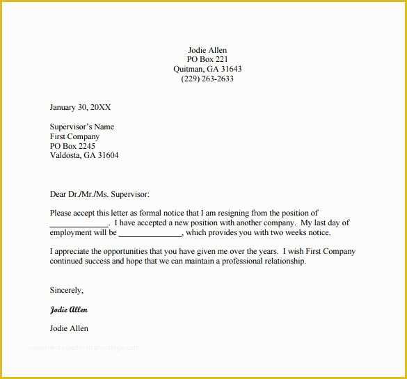 Free Printable Resignation Templates Of Resignation Letter Templates 14 Free Sample Example