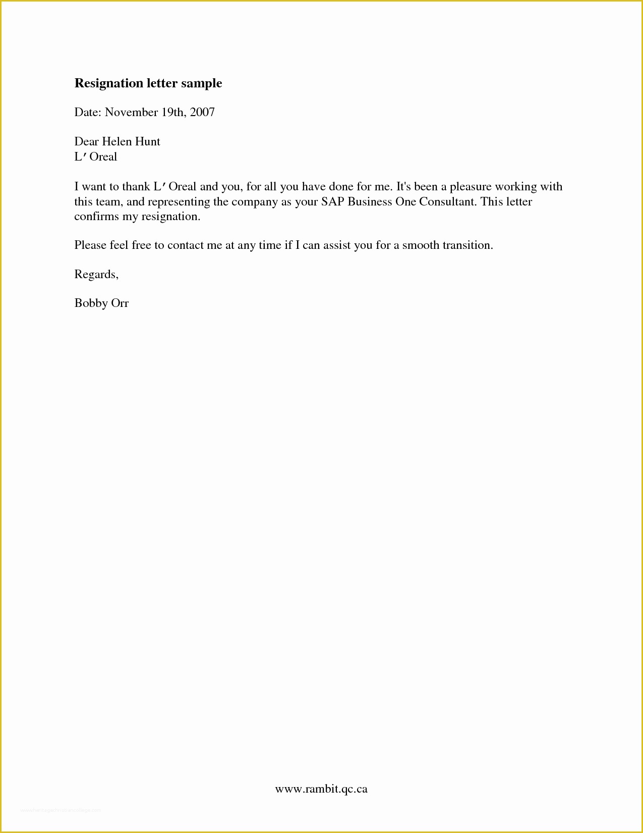Free Printable Resignation Templates Of Resignation Letters Samples