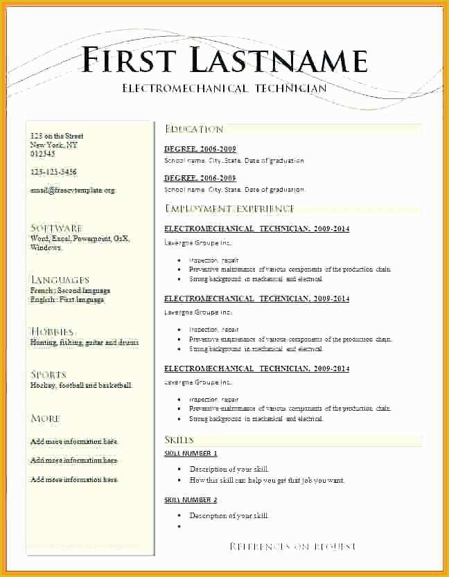 Free Printable Resume Templates Microsoft Word Of Resume Template for Word 2018 – Ladylibertypatriot