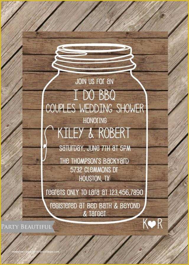 Free Printable Rustic Bridal Shower Invitation Templates Of Couples Coed Wedding Shower Invitation Rustic I Do Bbq