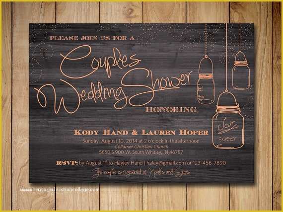 Free Printable Rustic Bridal Shower Invitation Templates Of Couples Shower Invitation Mason Jar Wedding Shower