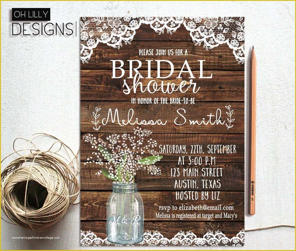 Free Printable Rustic Bridal Shower Invitation Templates Of Couples 