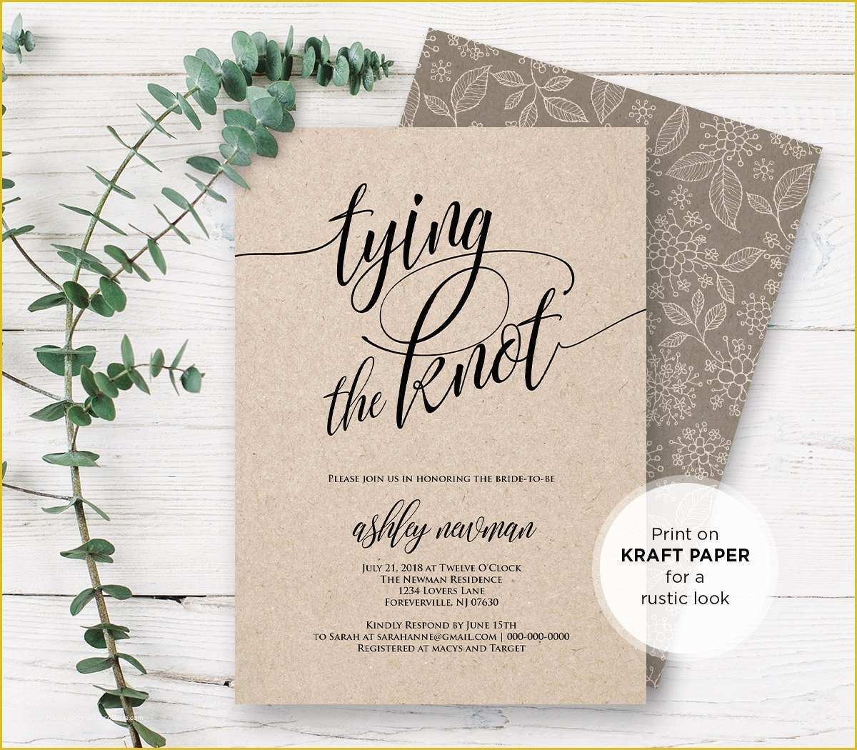 Free Printable Rustic Bridal Shower Invitation Templates Of Rustic Bridal Shower Invitation Printable Tying the Knot