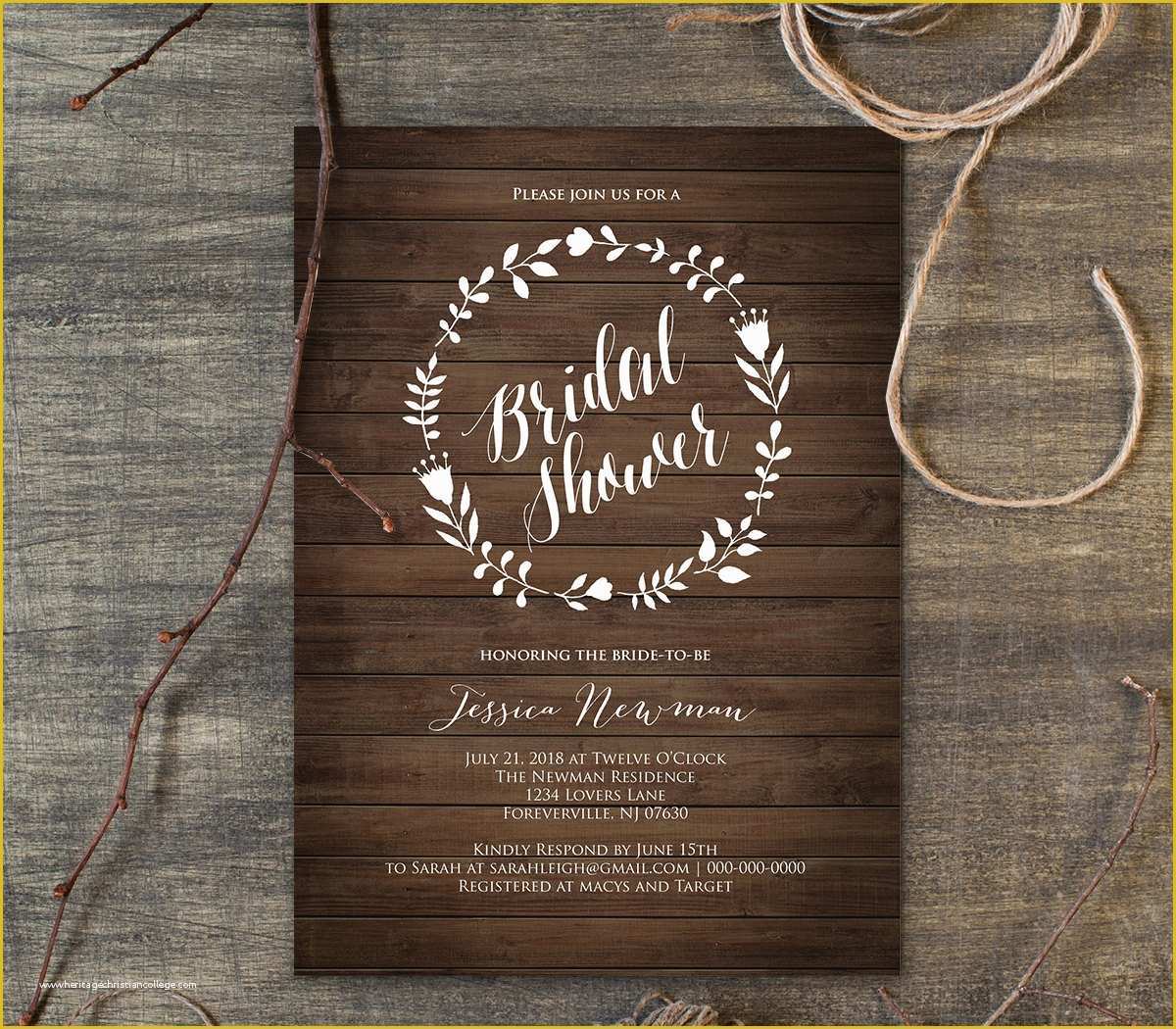 Free Printable Rustic Bridal Shower Invitation Templates Of Rustic Bridal Shower Invitation Template Printable Wedding