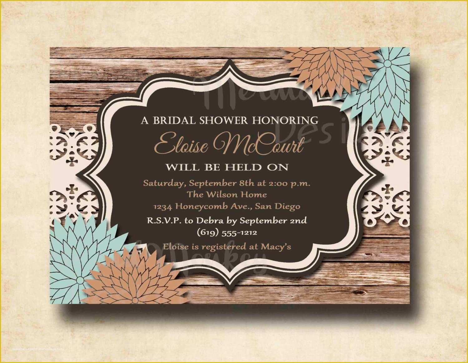 Free Printable Rustic Bridal Shower Invitation Templates Of Rustic Bridal Shower Invitation Wedding by