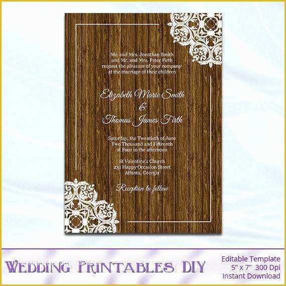 Free Printable Rustic Bridal Shower Invitation Templates Of Rustic Wood Wedding Invitation Template Diy Printable