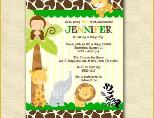 Free Printable Safari Baby Shower Invitation Templates Of 7 Best Of Baby Jungle Stationary Free Printable