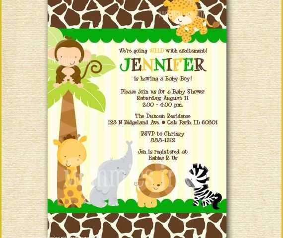 Free Printable Safari Baby Shower Invitation Templates Of 7 Best Of Baby Jungle Stationary Free Printable