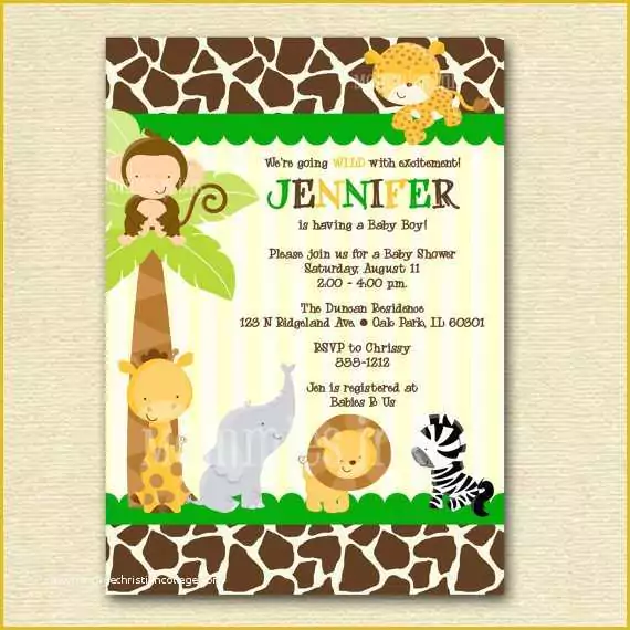 Free Printable Safari Baby Shower Invitation Templates Of 7 Best Of Baby Jungle Stationary Free Printable