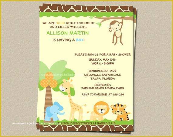 Free Printable Safari Baby Shower Invitation Templates Of 8 Best Of Jungle theme Invitations Free Printable