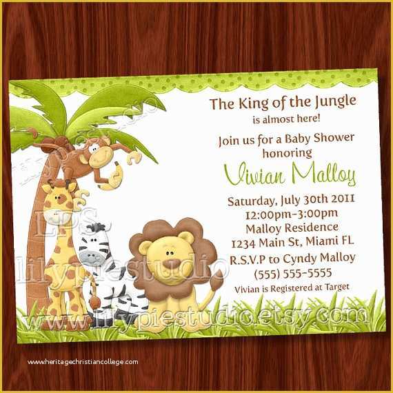 Free Printable Safari Baby Shower Invitation Templates Of 8 Best Of Jungle theme Invitations Free Printable