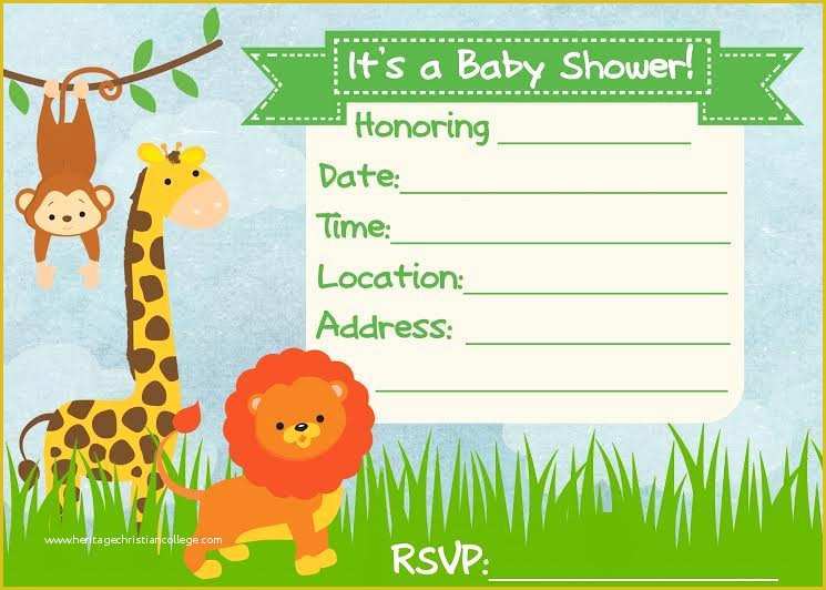 Free Printable Safari Baby Shower Invitation Templates Of Baby Shower Invitation Jungle theme Frugal Fanatic