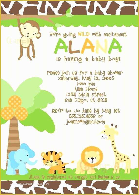 Free Printable Safari Baby Shower Invitation Templates Of Jungle Baby Shower Invitations Printable Baby Shower