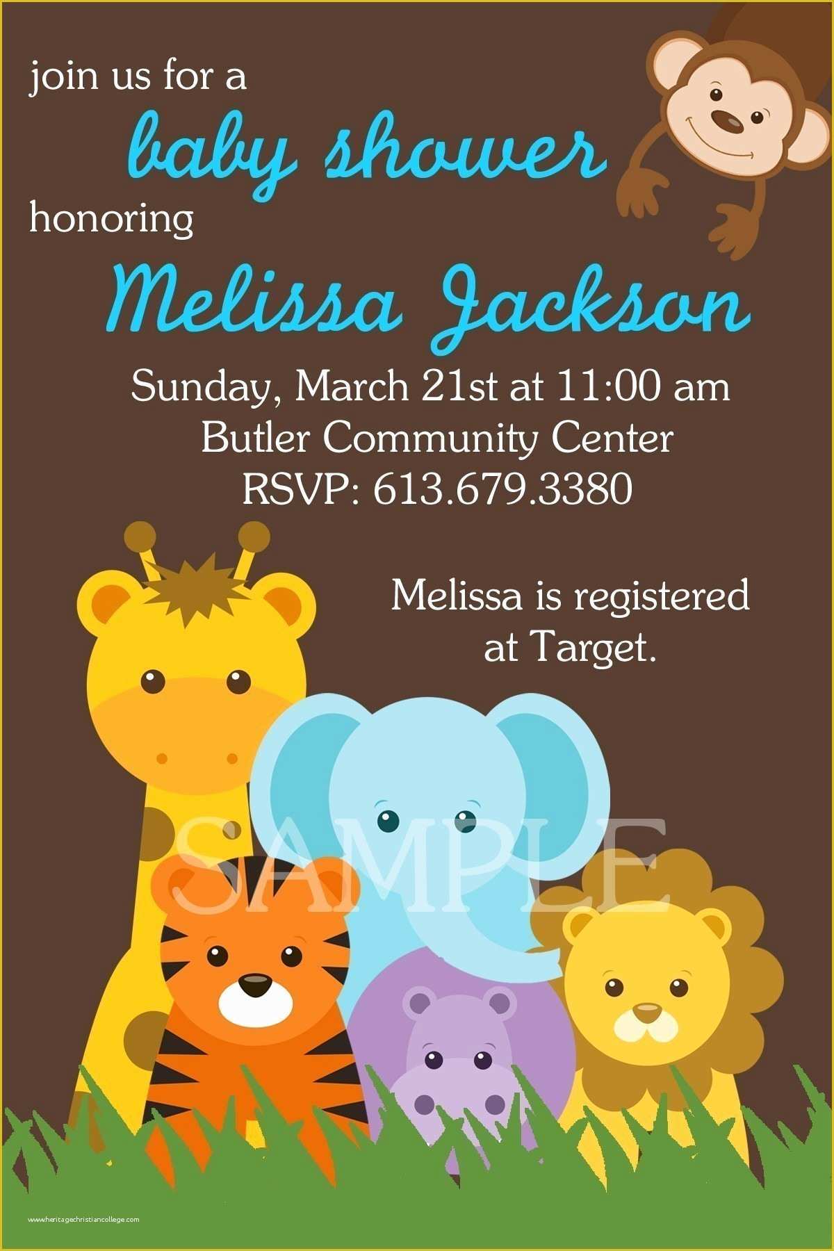 Free Printable Safari Baby Shower Invitation Templates Of Jungle Safari Baby Shower Invitation I and Free